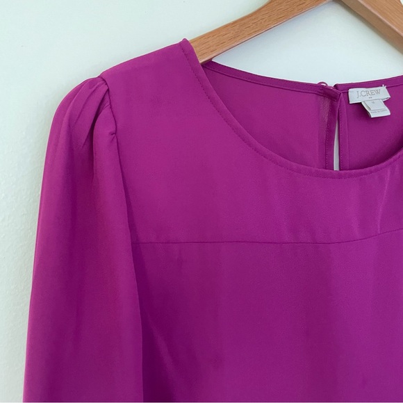 J Crew Factory Boatneck Blouse Longsleeve Fuschia Purple size Medium M - Picture 2 of 6